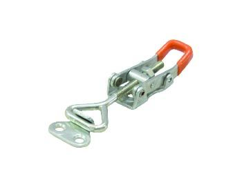 Kukamet 1500 N Verschlussspanner: Verzinkter Hebelspanner mit orangem Silikongriff, Frontalansicht