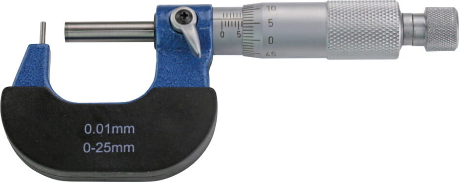 25 mm Rohrwandmessgerät, 0,01 mm Ablesung, Kugelamboss, Ratsche, Kastenlieferung - Metav IndustryLine
