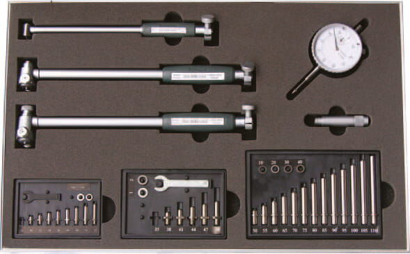 18-160mm Innen-Feinmessgerät‑Satz, 10×0,01mm, Wiederholgenauigkeit 0,005mm, im Kasten, 3 Stück Satz - Metav IndustryLine