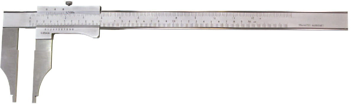 Metav IndustryLine Werkstatt-Messschieber 300mm: Mattverchromter Nonius, rostfreier Stahl, Frontalansicht