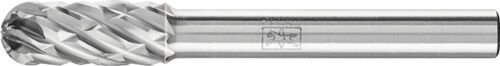 Frässtift Walzenrundform – 8mm Hartmetall mit Schaft-Ø6mm, Vorderansicht mit Zahnung STEEL DIN 8033