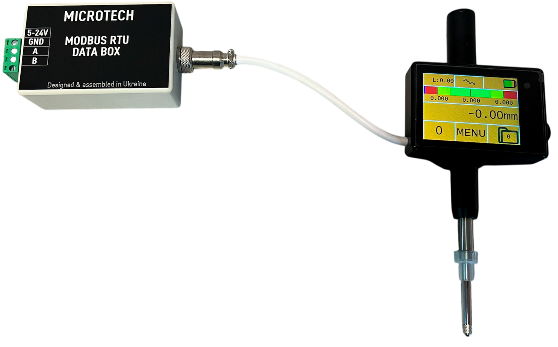 Microtech Metrology 50,8mm Messuhr: Digitalanzeige mit Color Touchscreen & Modbus RTU Datenbox