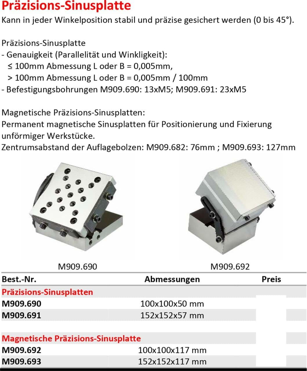 Präzisions Sinusplatte