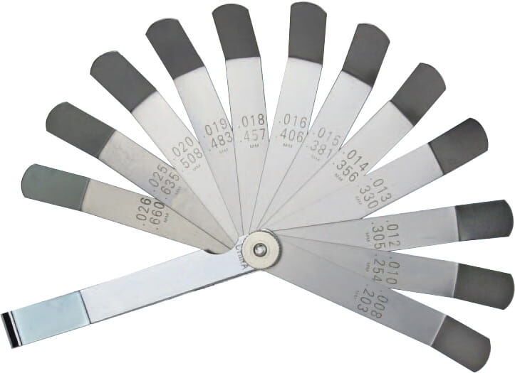 12 Ventileinstelllehren Zoll, Gekröpft, 0,203 - 0,660 mm / 0.008 - 0.026