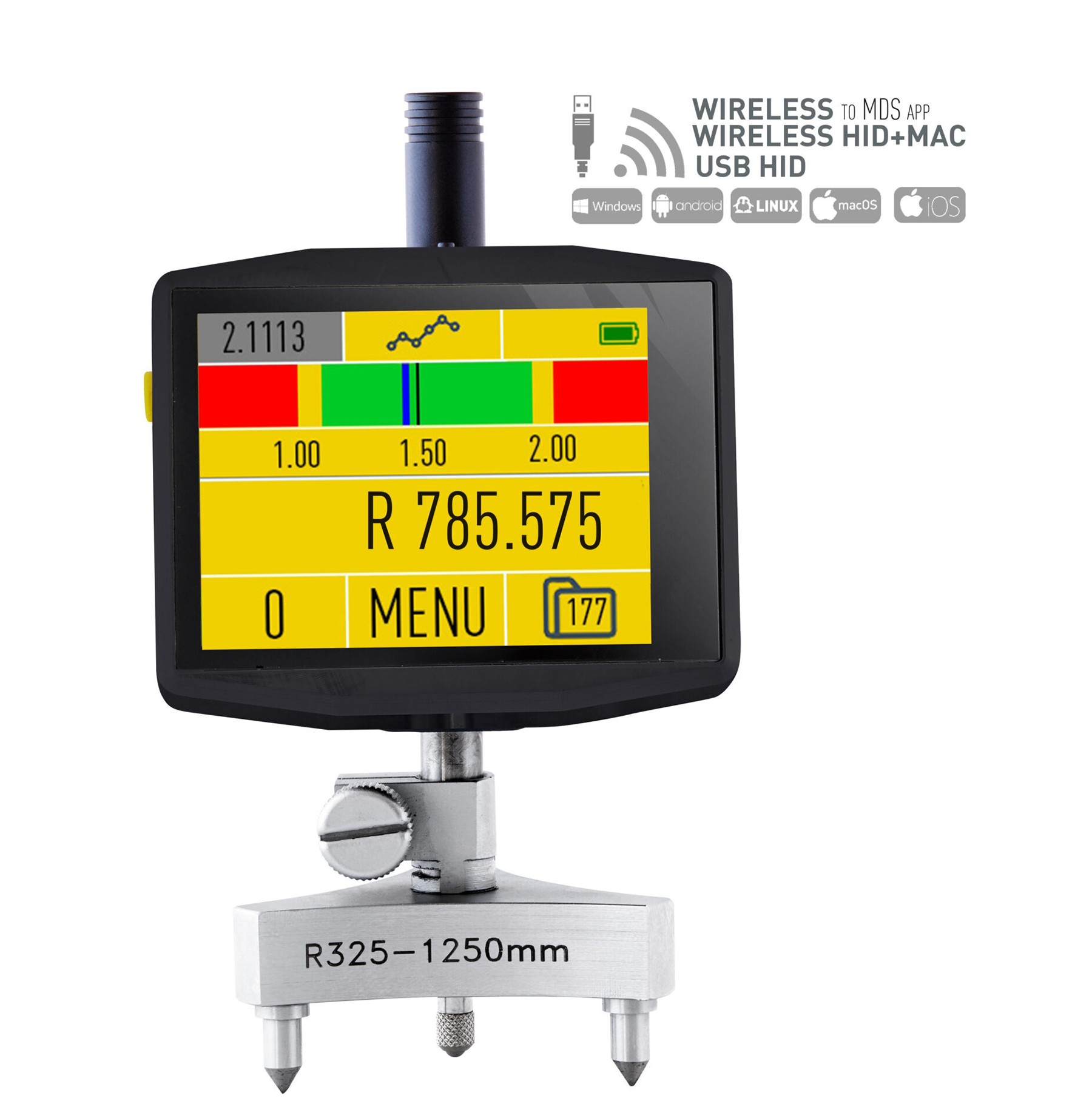 320-1250mm Digitales Radius-Messgerät, 0,001mm Auflösung, Color Touchscreen, ISO 17025 Kalibriert - Microtech Metrology
