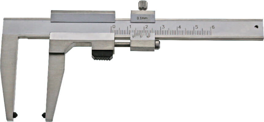 50x80mm Bremsscheiben-Prüflehre INOX, mattverchromt, Nonius 0,1 mm, Kiste inklusive - Metav IndustryLine