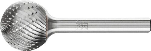 20mm Frässtift Kugelform Hartmetall, Schaft-Ø 6 mm, Kopf-L.18mm 3 PLUS, silber, seitlich liegend