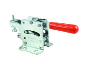 Kukamet Pneumatikspanner auf weißem Hintergrund. Der Spanner ist aus Metall. Der Körper ist quadratisch, mit einem runden Griff nach hinten. Der Griff ist von rotem Kunststoff ummantelt. Der Fuß ist waagerecht.