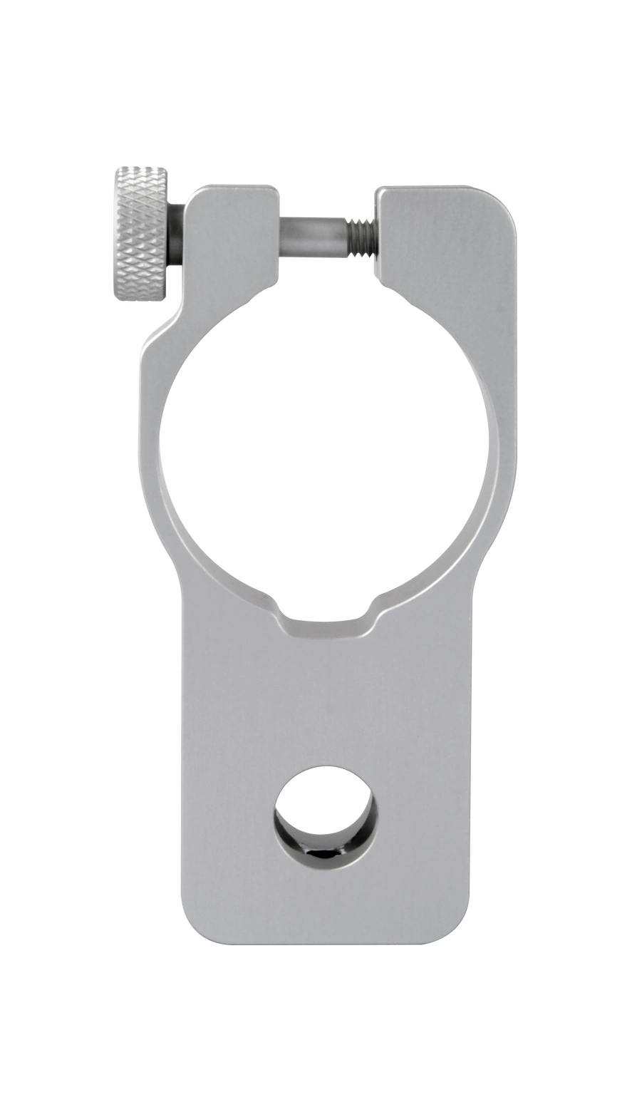 Low-Profile Halter für Dino-Lite Mikroskope auf durchsichtigem Hintergrund. Aus Metall.