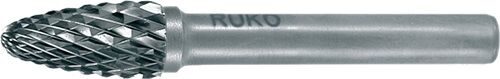 Ruko Frässtift RBF D.12mm: Metall-Frässtift mit runder Spitze, Kreuzverzahnung KVZ 4, Seitenansicht auf weißem Hintergrund