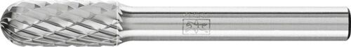 Pferd Frässtift Hartmetall Walzenrundform C, Verzahnung 3 PLUS, 60mm Gesamtlänge, 8mm Kopf-Ø, Seitenansicht