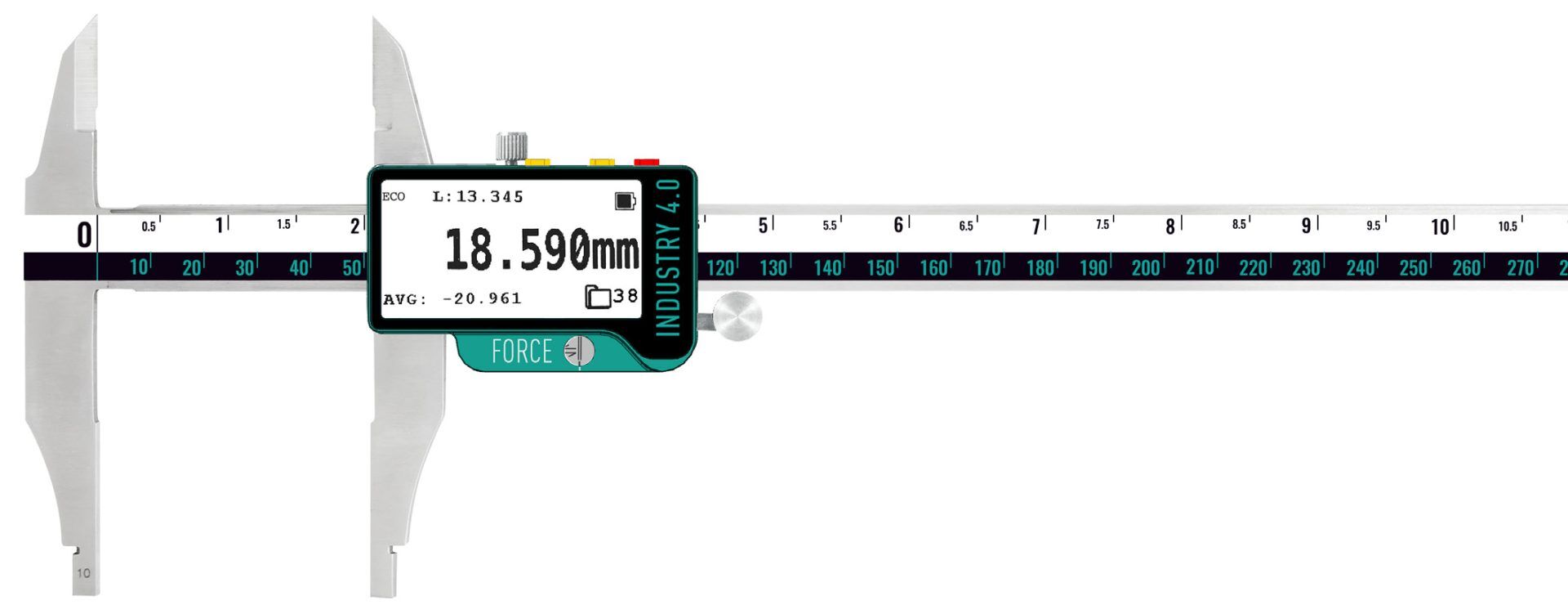 300mm Präzisionsmessschieber, E‑Ink 2,13", 0,02mm, Doppelte Messkraft, Wireless+USB - Microtech Metrology