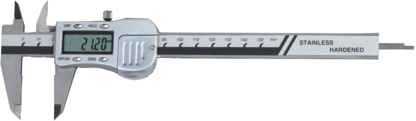 150mm Digitaler Messschieber, 0,01mm Auflösung, 4‑fach Messung, abnehmbare Rolle, INOX, Lieferung in Kiste - Metav IndustryLine