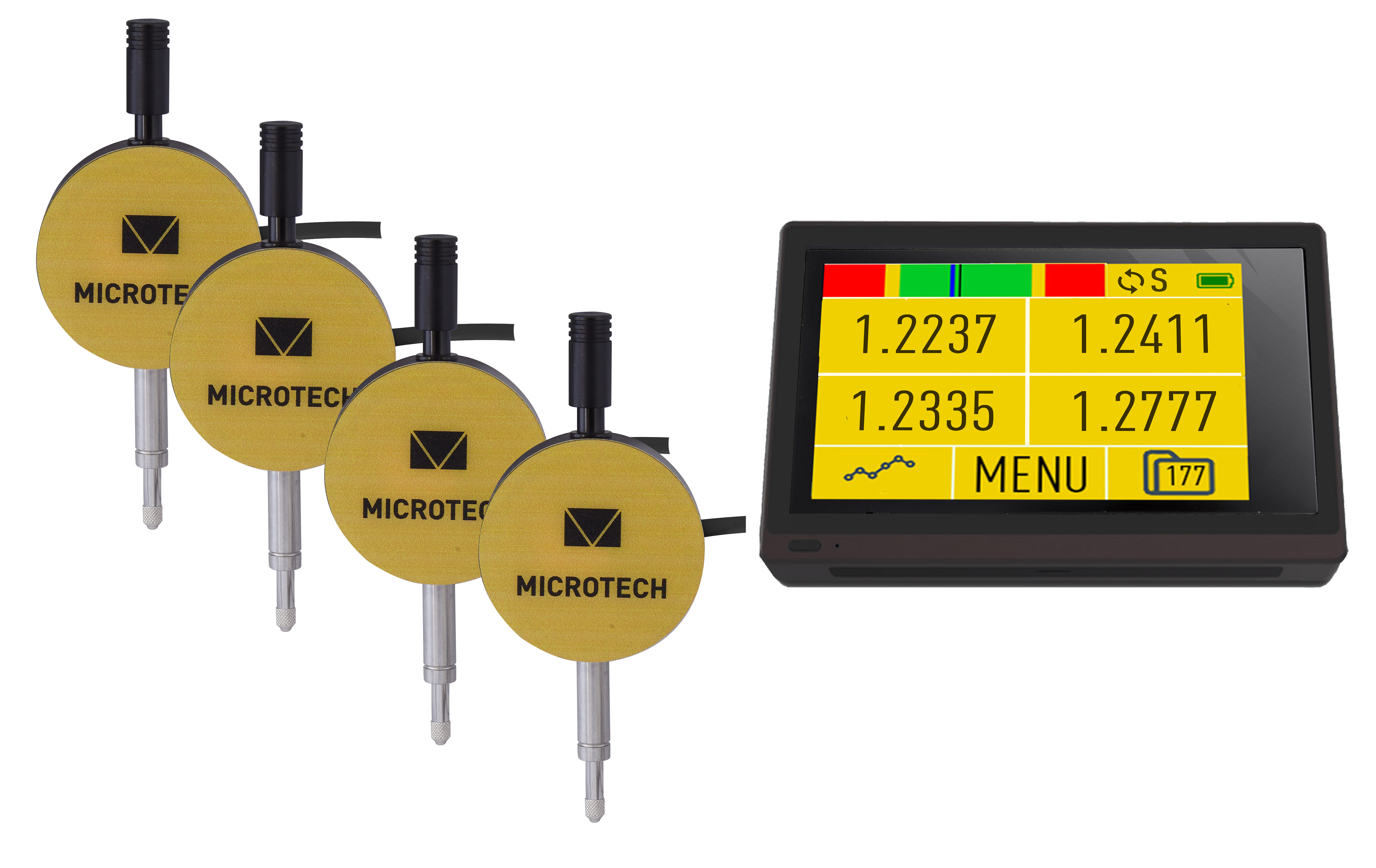 Color 2.4" Touchscreen Wireless+USB Display und induktiv Taster, Li‑Pol Akku, ISO 17025 kalibriert, inkl. Kalibrierzeugnis - Microtech Metrology