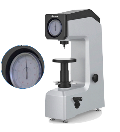 175 mm Rockwell Härteprüfmaschine DigiRock HR1, mit Messuhr 0,5HRC/HRB, 588/981/1471N Prüfkraft - Metav IndustryLine
