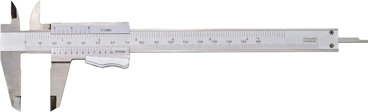 Metav IndustryLine 300mm Taschen-Messschieber - Edelstahl, mattverchromt, mit Nonius 0,02mm, Frontalansicht