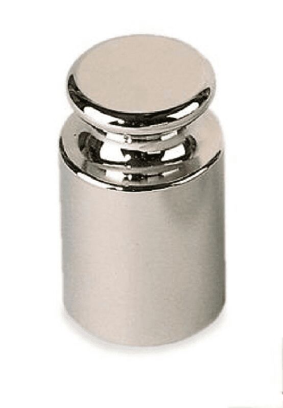 Einzelgewicht in Knopfform auf weißem Hintergrund. Das Gewicht ist Silber.
