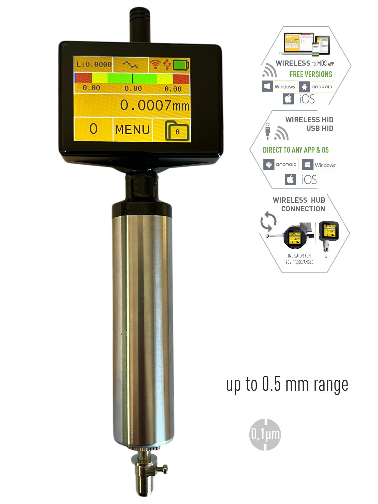 0,03mm Digitaler Komparator mit Touchscreen 2,4", ISO 17025 Kalibrierzeugnis - Microtech Metrology