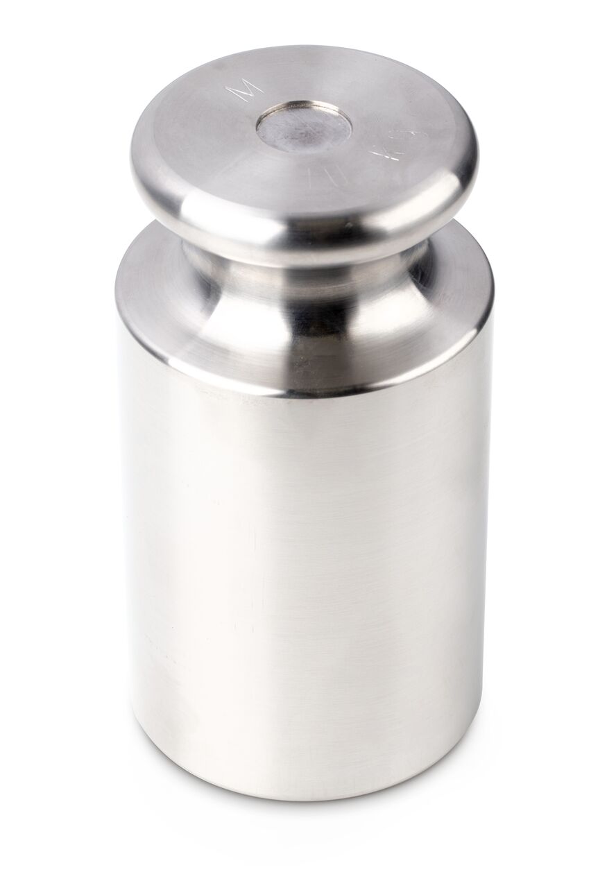 Einzelgewicht in Knopfform auf weißem Hintergrund. Das Gewicht ist Silber.