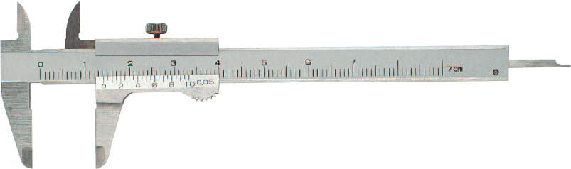 100mm Analoger Messschieber, 0,02mm Ablesung, inox Monoblock, Feststellschraube, Tiefenmaß, Vierfachmessung, Lieferung in Kasten - Metav IndustryLine