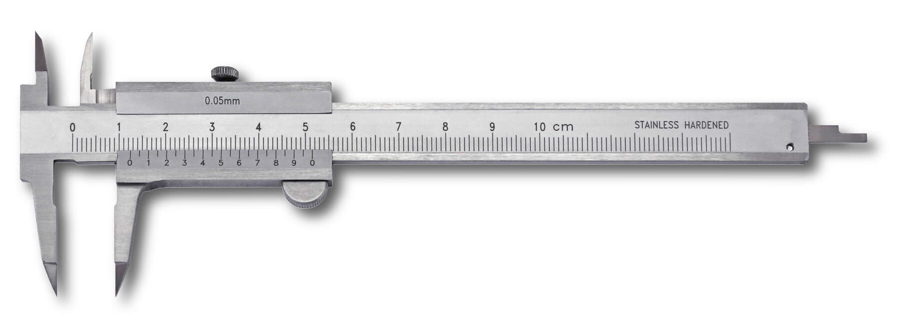 100mm Messschieber, 0,05mm Ablesung, INOX, schmaler Schnabel, Tiefenmaß, Feststellschraube, Kastenlieferung - Metav IndustryLine