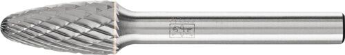 10mm Hartmetall Frässtift Rundbogenform D.10mm Kopf-L.20mm mit Schaft-Ø6mm, Verzahnung 3 PLUS, Seitenansicht