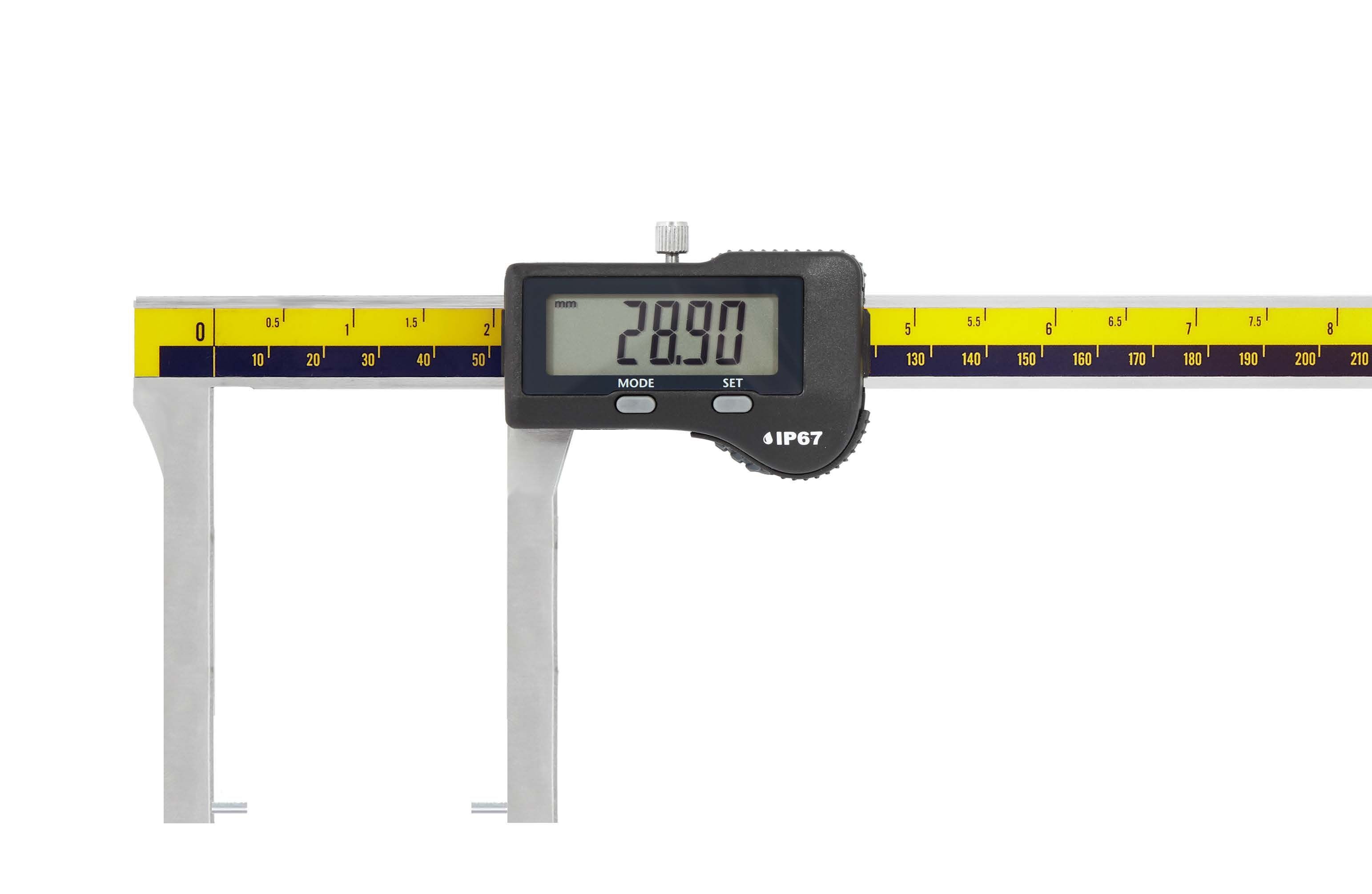 Microtech Metrology 500mm Digitaler Messschieber, IP67: Frontalansicht der Anzeige mit 28.90mm Messwert