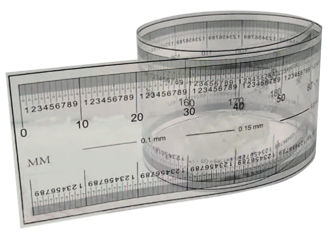 Metav IndustryLine 500mm PET-Maßstab, transparent, flexibel, gebogen, 0,25mm Teilung, Seitenansicht
