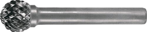 12mm Frässtift Hartmetall Kreuzverzahnung - Kugelkopf Grau mit Schaft auf Weiß