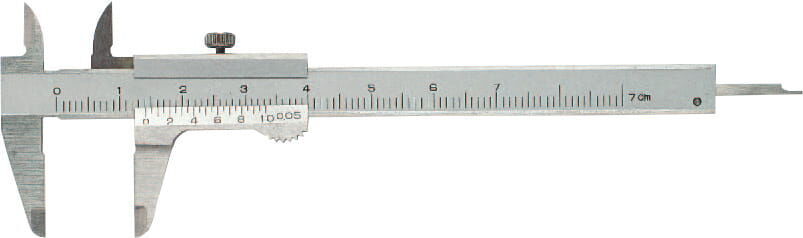 Metav IndustryLine 100mm Messschieber: Inox Monoblock, mattverchromt, mit Feststellschraube, Frontalansicht
