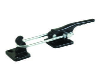 Verschlussspanner 341: Schwarzer Hebelspanner mit waagerechtem Fuß und silberner Spannstange, Kantenspanner, Clipsfreier Klemmpunkt, Spannklaue, Klemmbock, Schraubspanner