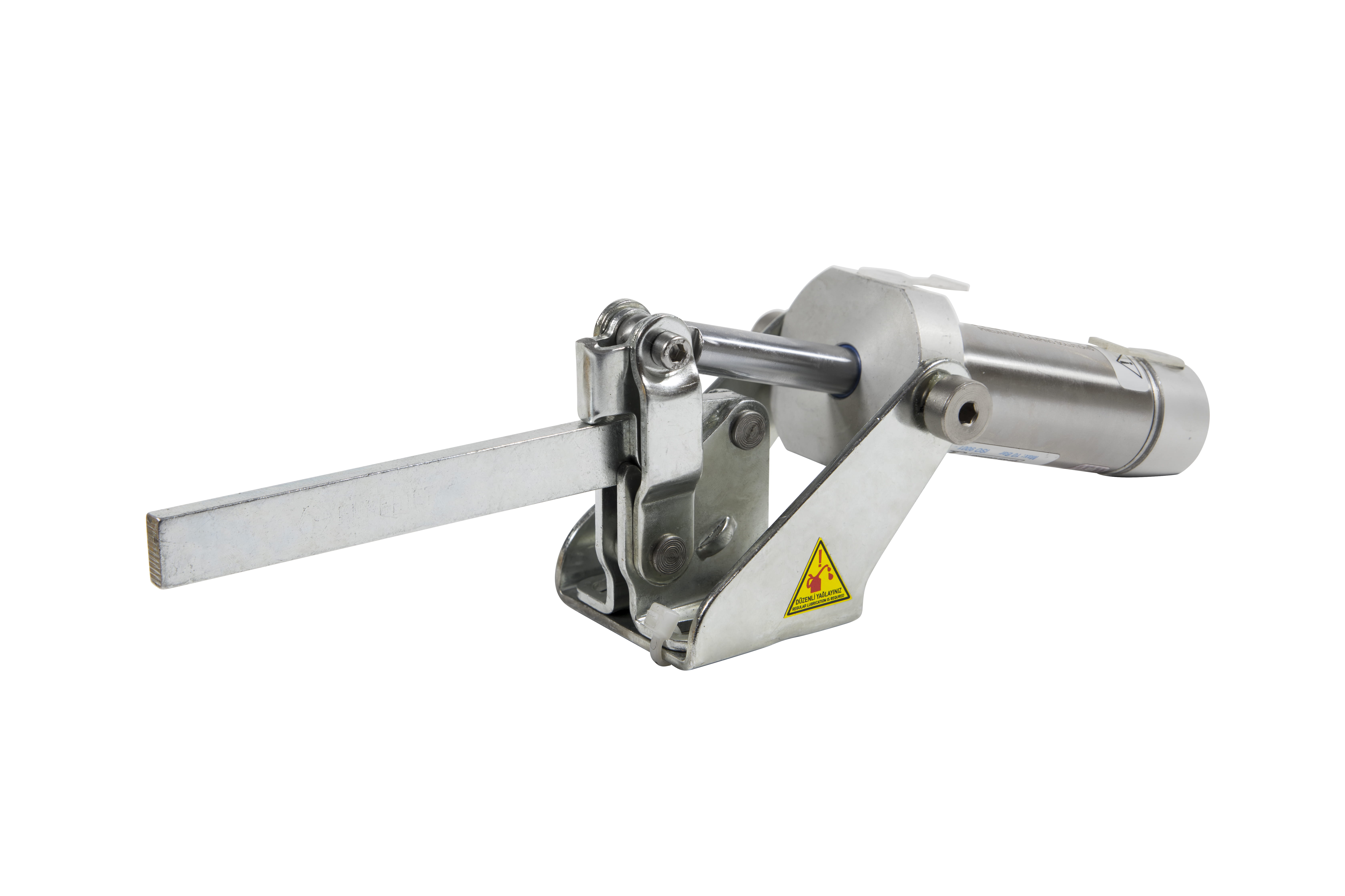Kukamet Pneumatikspanner auf weißem Hintergrund. Der Fuß ist waagerecht. Der Arm ist aus massivem Material und gerade.