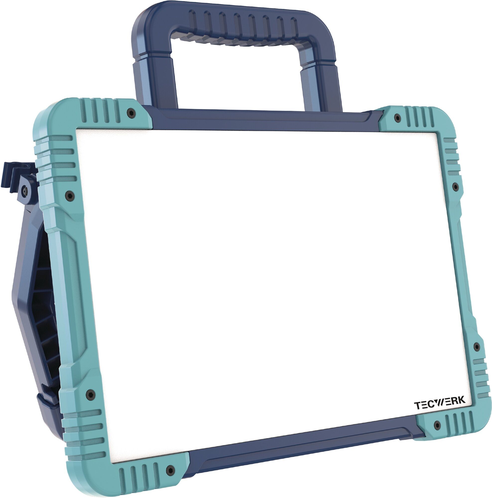 Arbeitsleuchte, LED-Panel, Handrahmen, Schutzhülle, blau-grün