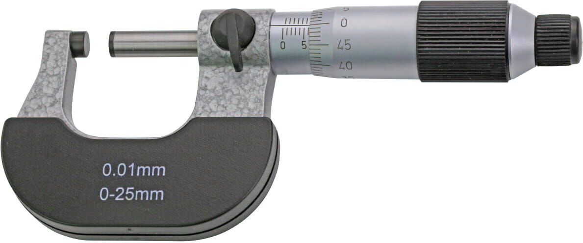 50 mm Bügelmessschraube, 0,01 mm Auflösung, gehärtete Messflächen, Friktionsratsche, antimagnetisch, inklusive Kasten - Metav IndustryLine