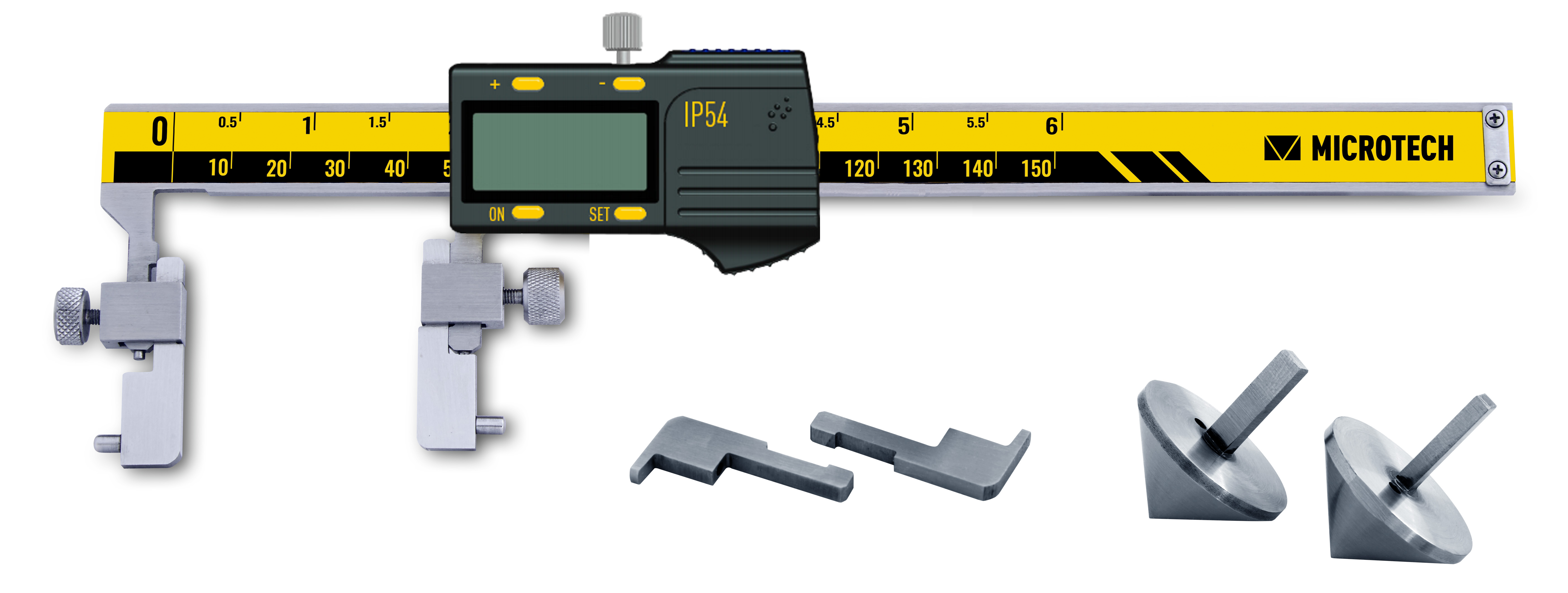 200mm Digitaler Universal-Messschieber, 0,01mm Auflösung, IP 67, ISO 17025 Kalibrierzeugnis inklusive - Microtech Metrology
