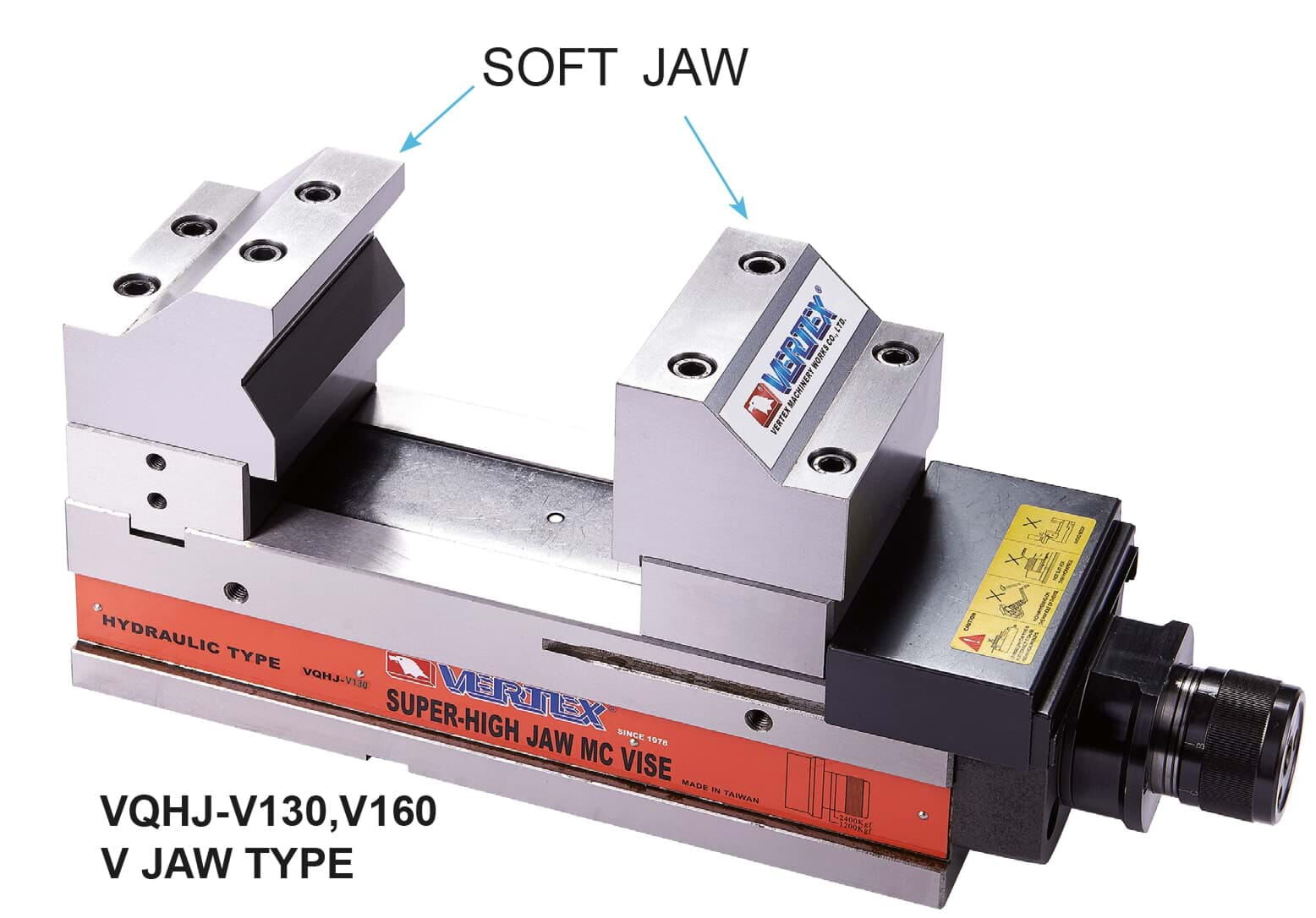 0-160 mm Maschinenschraubstock mit sehr hohen Backen, Gusseisen, 24 KN Klemmkraft - Vertex