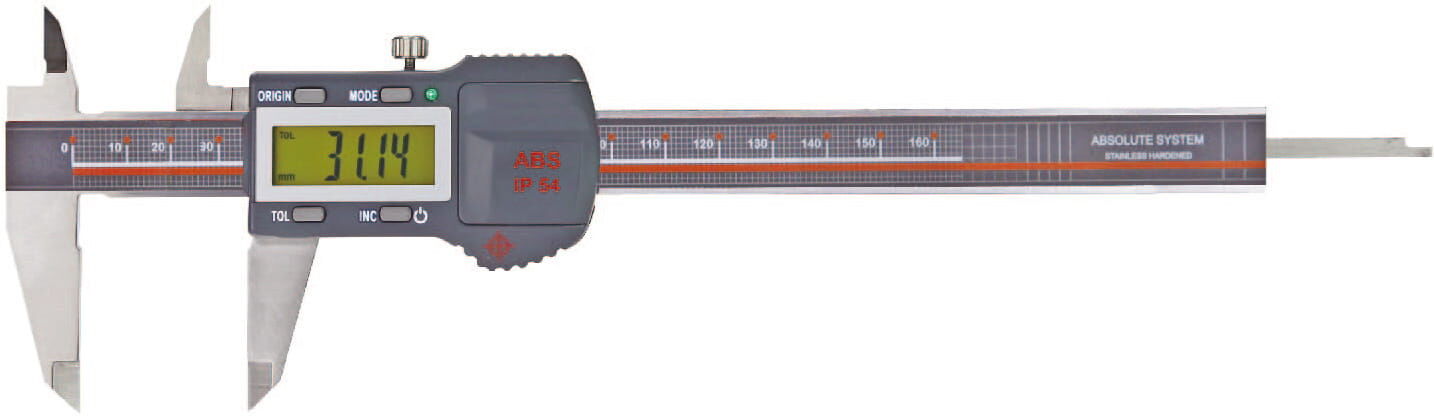 150mm Digital-Messschieber, 0,01mm Ablesung, IP54, ABS System, TOL‑LED, 4‑fach Messung - Metav IndustryLine