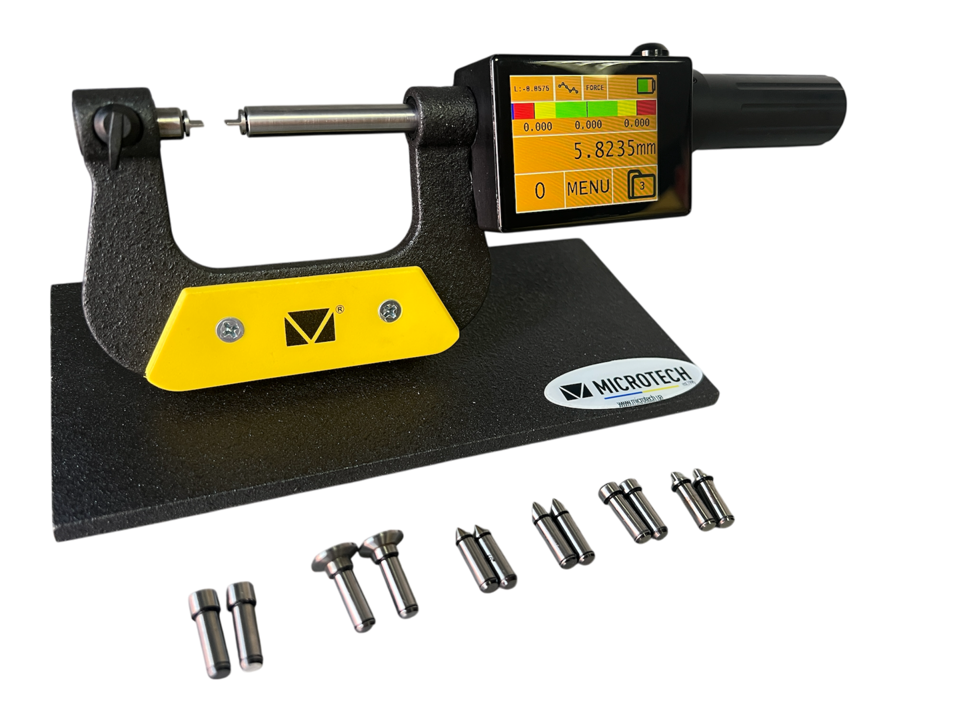 25mm Digital Messschraube, 0,002mm Genauigkeit, ISO 17025 kalibriert, Color Display, Wireless+USB - Microtech Metrology