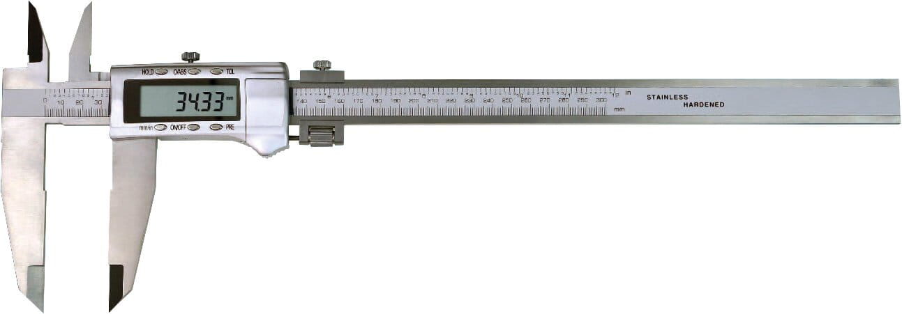 300mm Digital-Messschieber, 0,01mm Ablesung, Feineinstellung, rostfreier Stahl, mit Kreuzspitzen, Kasten - Metav IndustryLine