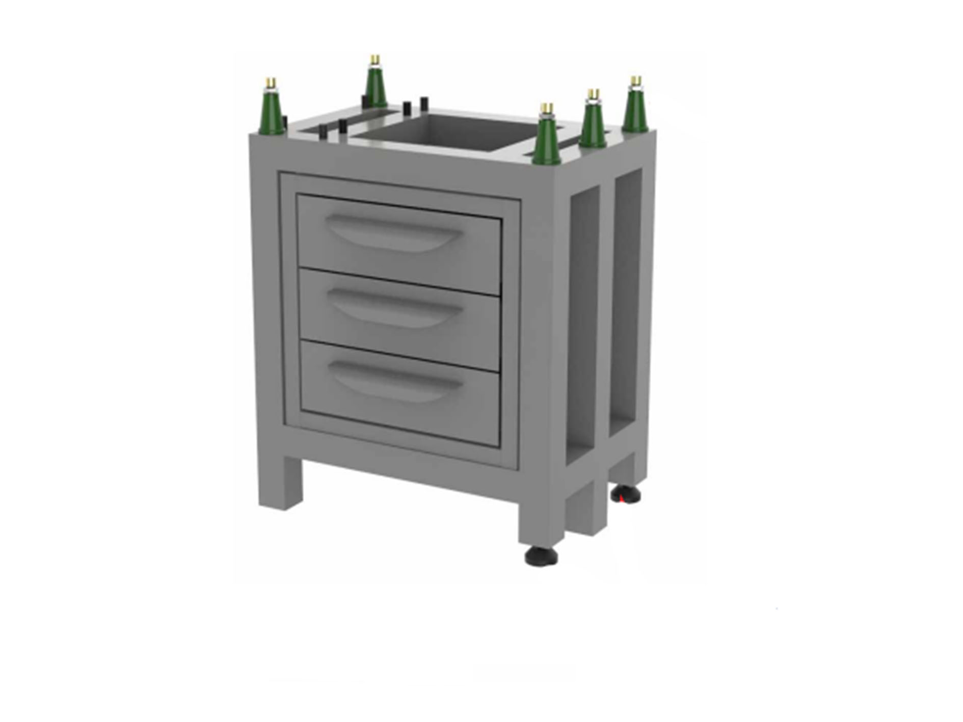 1000x630mm Gestell mit Schubladen, Einbau‑Schubladen, Justierschraube, 24 kg - Metav IndustryLine