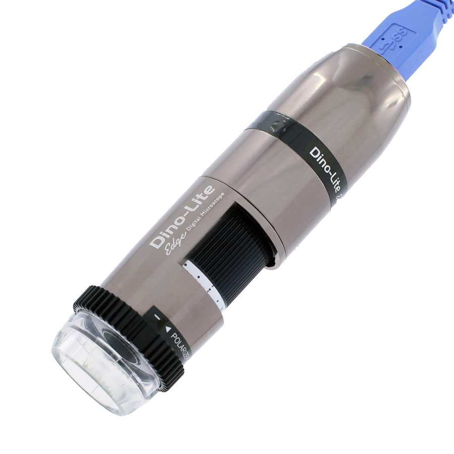 AM73915MZT4 400–470x High‑Magnification USB Mikroskop, 5 Mpx, 8 weiße LEDs, AMR/EDOF/eFLC, Polarisation, Aluminium - Dino-Lite