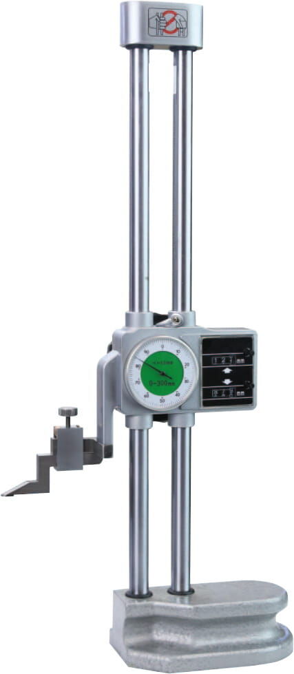 300mm Doppelsäulen‑Höhenreißer mit Messuhr 0,01mm, Feineinstellung, Hartmetall‑Anreißnadel, rostfreier Stahl - Metav IndustryLine
