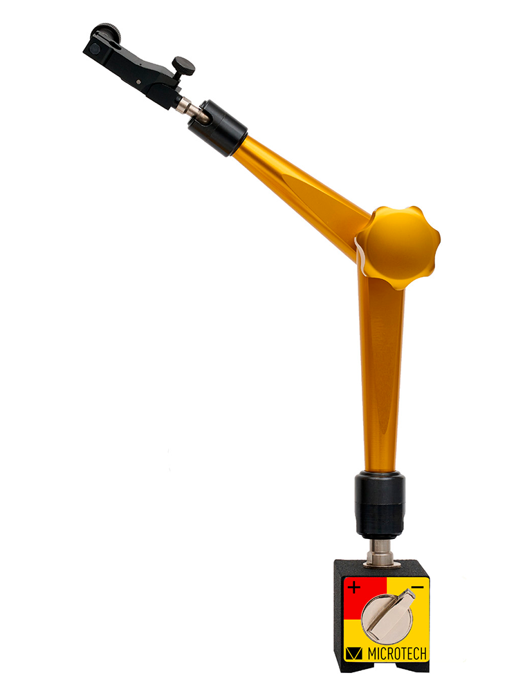 Hydraulisch einstellbares Magnet‑Messstativ, Fuß 74×50×55 mm, Magnetkraft 100 N, Länge 400 mm - Microtech Metrology