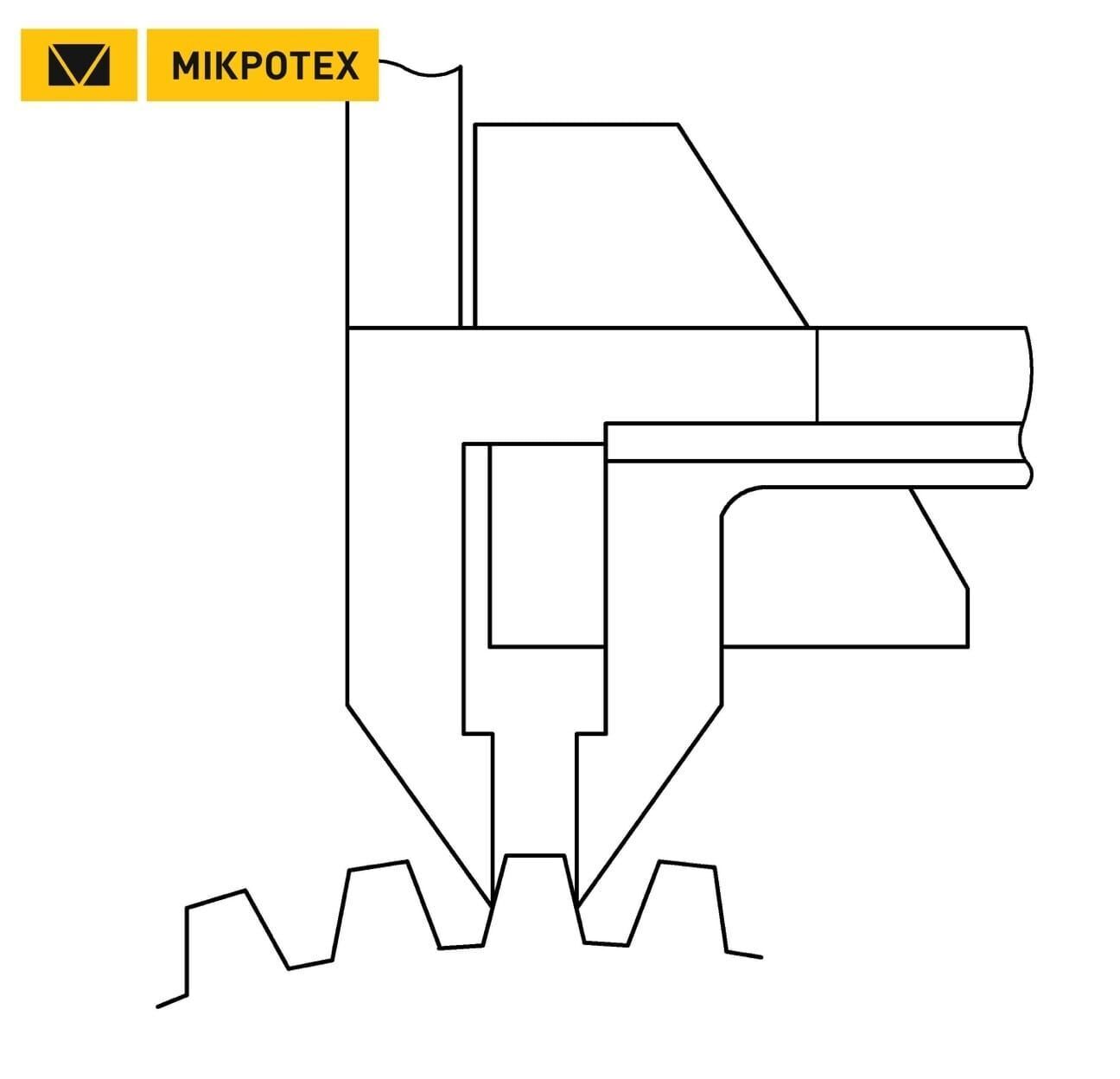 Digitaler Hochpräzisions Messschieber 5-50mm – schematische Darstellung des Messvorgangs am Zahnrad