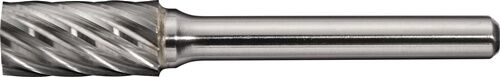 Frässtift Hartmetall INOX: Metallischer ZYA Kopf mit Normal-Fein-Zahnung, Schaft-Ø6mm, Seitenansicht