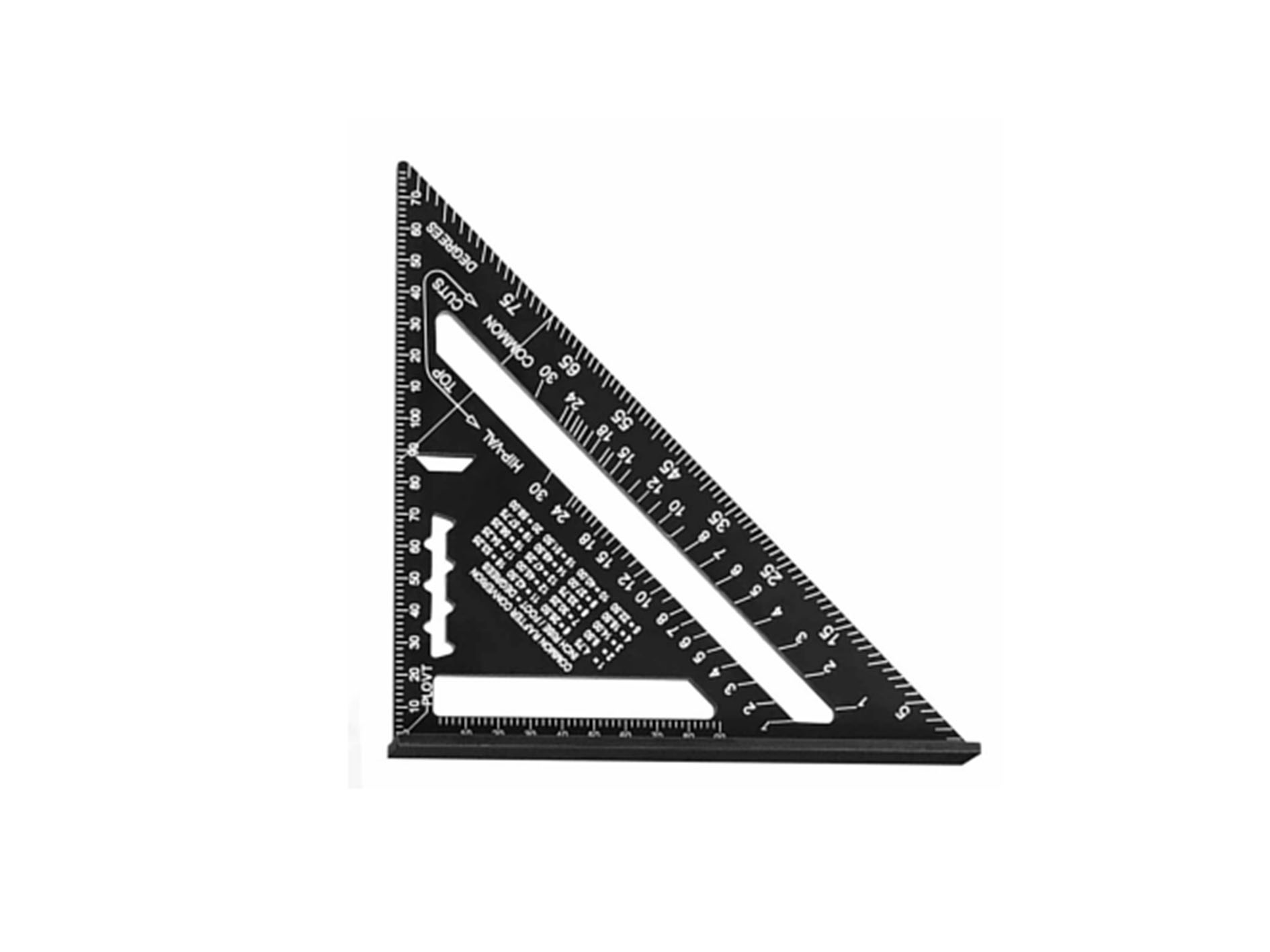 185mm Sparrenwinkel mit Anschlag für Winkel‑ und Sparrenmarkierung, Aluminium schwarz eloxiert, 22x4,7 Anschlag - Metav IndustryLine