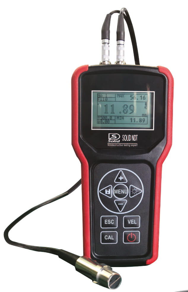 0,75-400 mm Ultraschall‑Dickenmessgerät, regelbare Schallgeschwindigkeit 1,000–9,999 m/s, USB/Bluetooth, inkl. Koffer - Metav IndustryLine