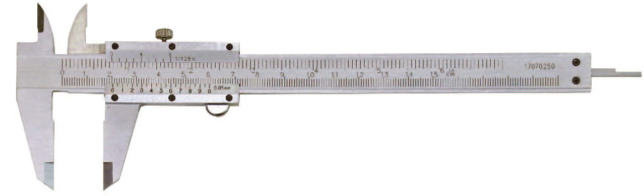 150mm Taschen-Messschieber, 0,02mm, Werkzeugstahl, mattverchromt, vier Messfunktionen, Kasten - Metav IndustryLine