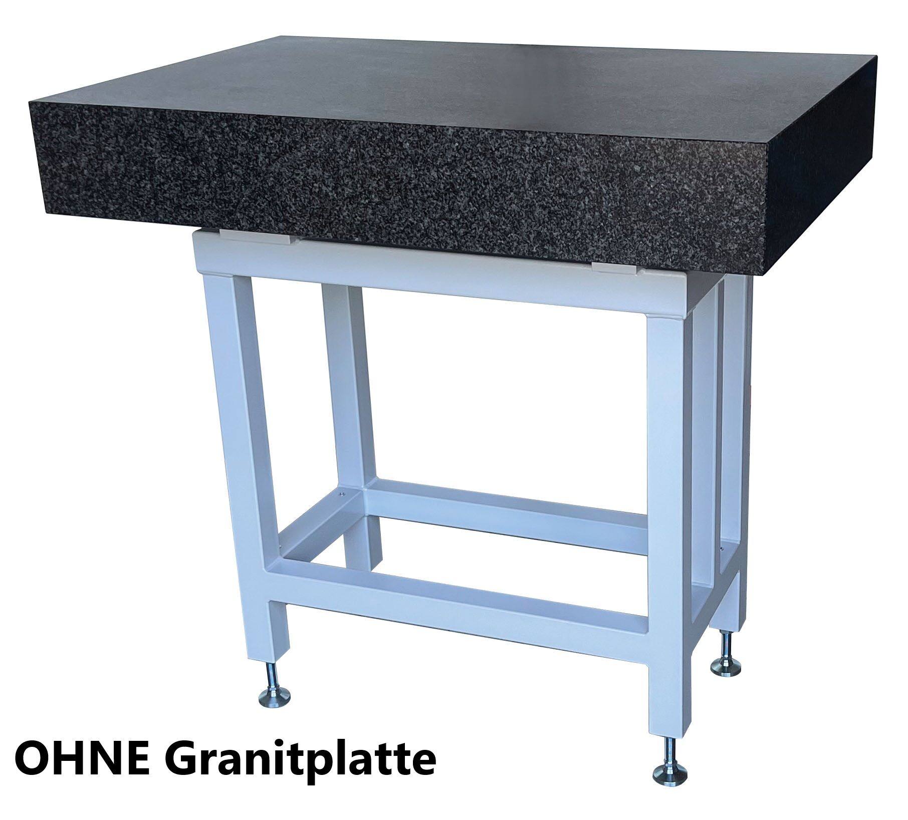 2000x1000x200/250mm Messplattengestell, Höhe 850–925mm, inkl. 3 Abstützungen, 2 Kippsicherungen, Stellfüße; NICHT für Unterschrank geeignet - Filetta