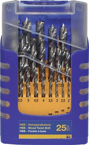 Holzbohrung, Bohrer, Stahlbohrer, Twist-Bohrer, 25-teiliges Set